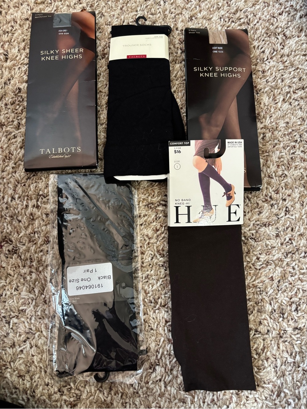 NWT Hosiery Lot-8 pairs Talbots & Hue-Knee High Trousers Socks